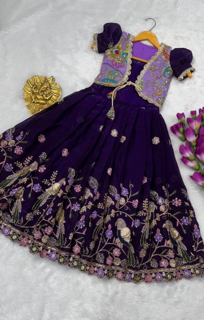 kids koti gown silk blue Cheap wholesale kids wear